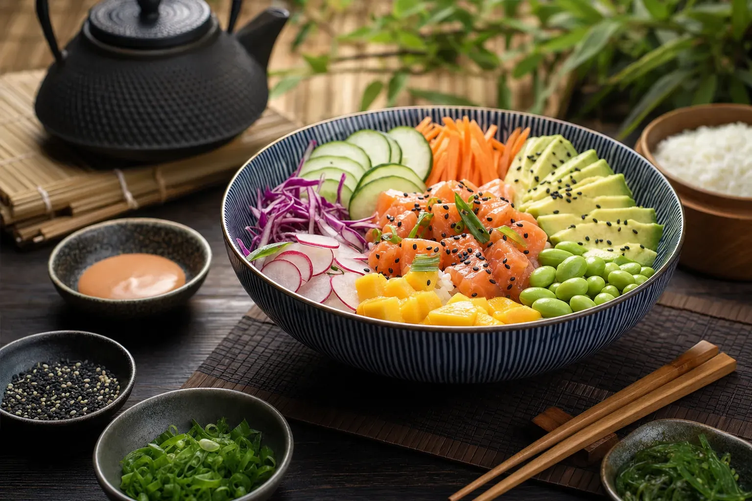 Illustration : Poke bowl saumon : composition, origine et comment bien l'équilibrer