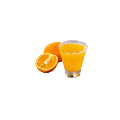 Verre de jus d'orange pressé, accompagnement frais d'un brunch aux eggs benedict