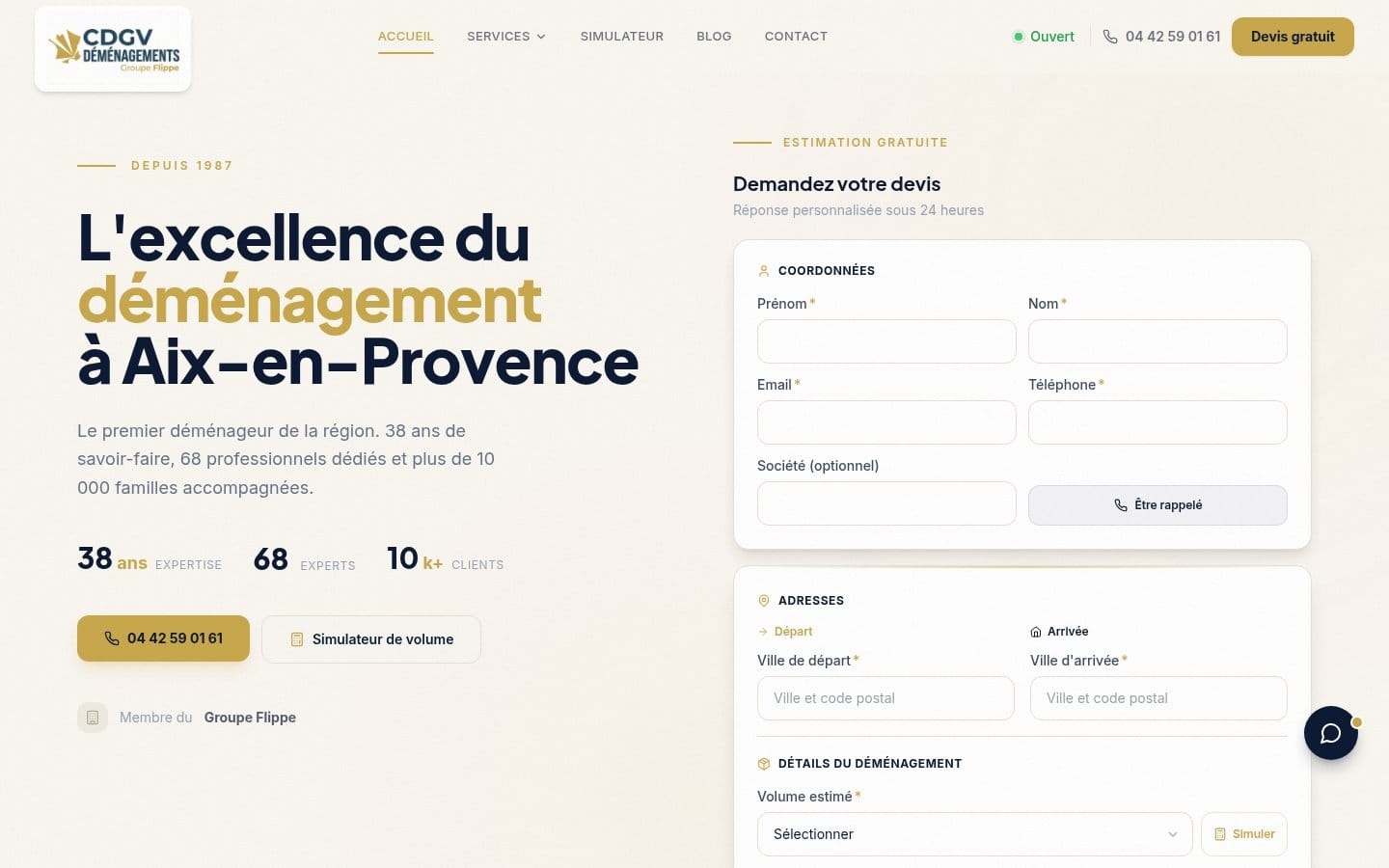 Site de Déménageur Aix-en-Provence, réalisation Digiflow