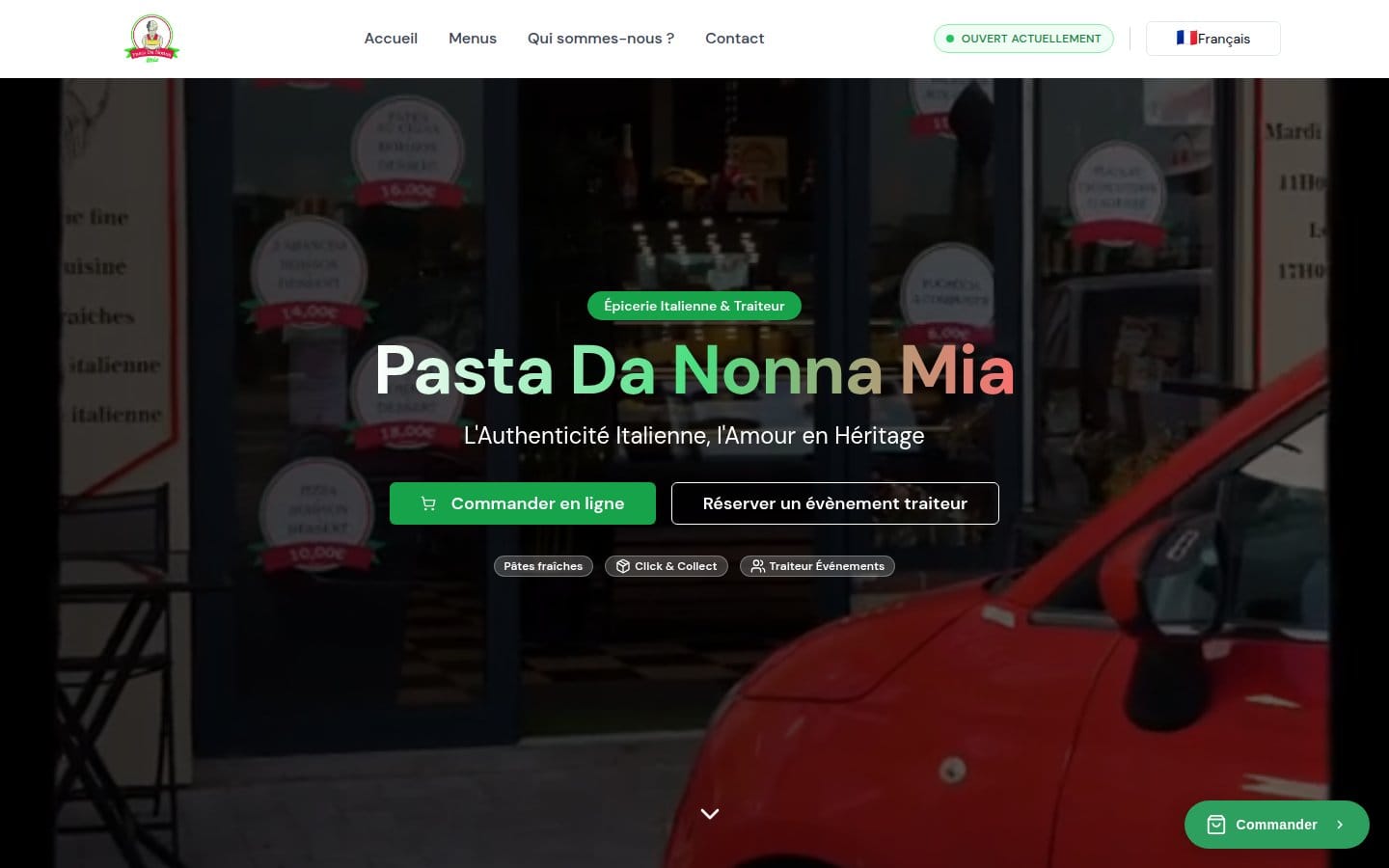 Site de Pasta da Nonna Mia, réalisation Digiflow