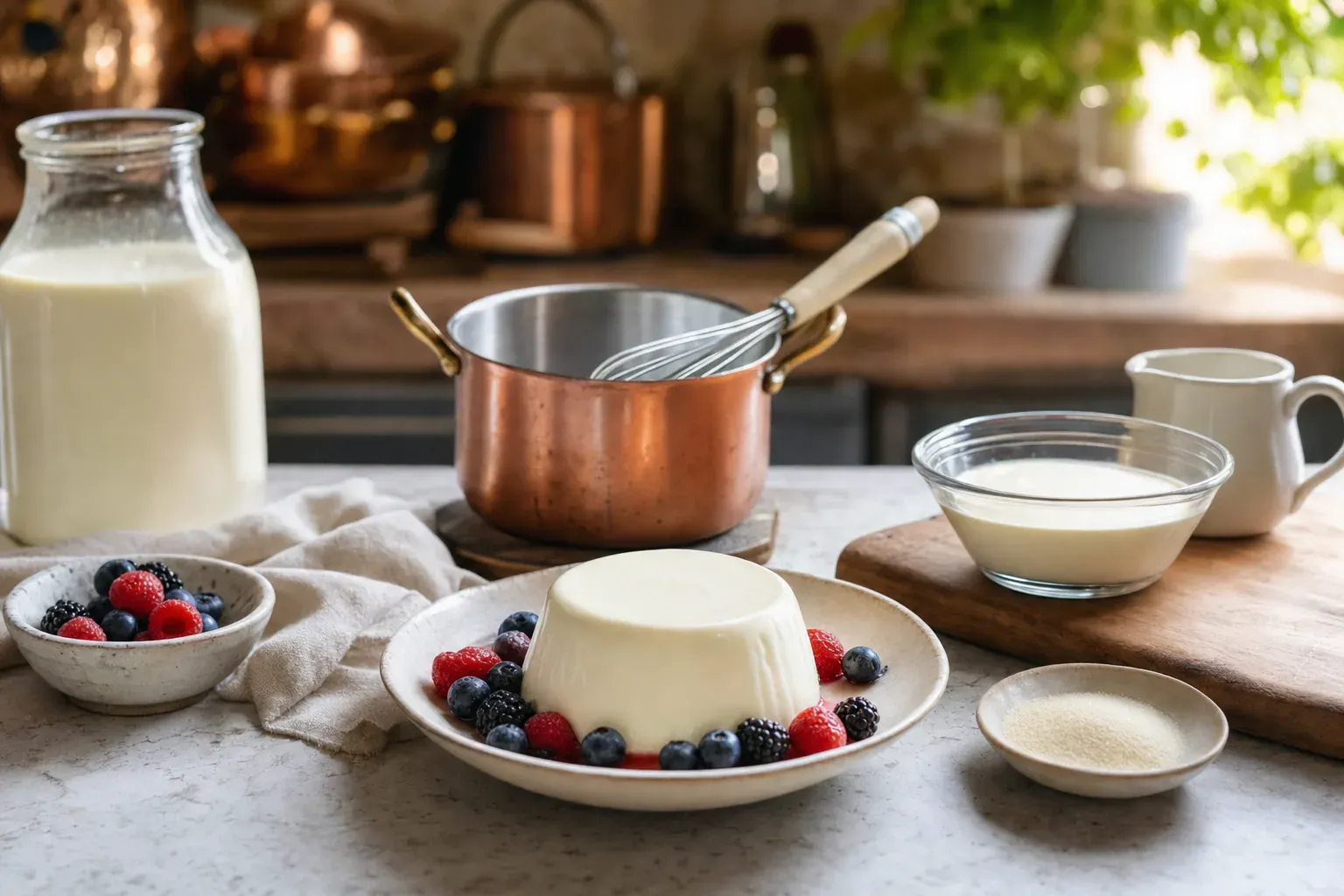 Illustration : Recette de la vraie panna cotta maison : la méthode d'une nonna italienne (texture, gélifiant, coulis)