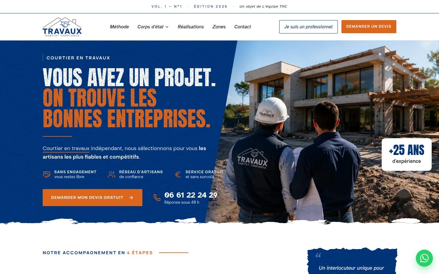 Site de Travaux Habitat Confiance, réalisation Digiflow
