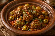 Tajine de kefta aux olives et sauce tomate