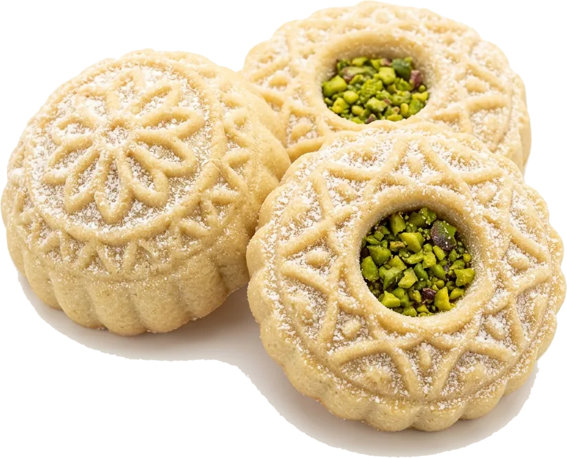 Maamoul à la pistache, biscuits sablés moulés