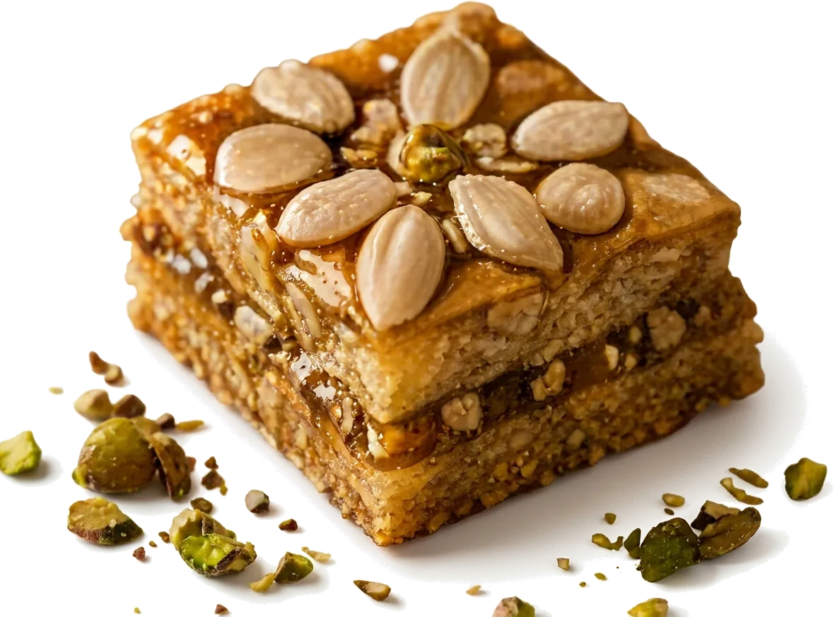 Délice aux amandes caramélisées sur pâte fondante