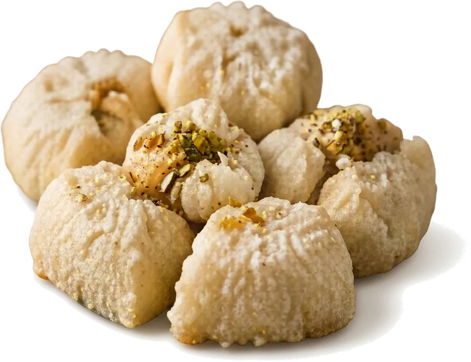 Atayef, petites crêpes fourrées décorées de pistaches