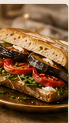 Sandwich aubergine et poivrons