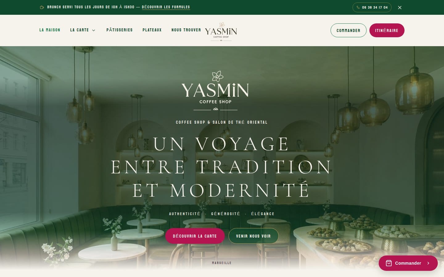 Site de Yasmin Coffee Shop, réalisation Digiflow