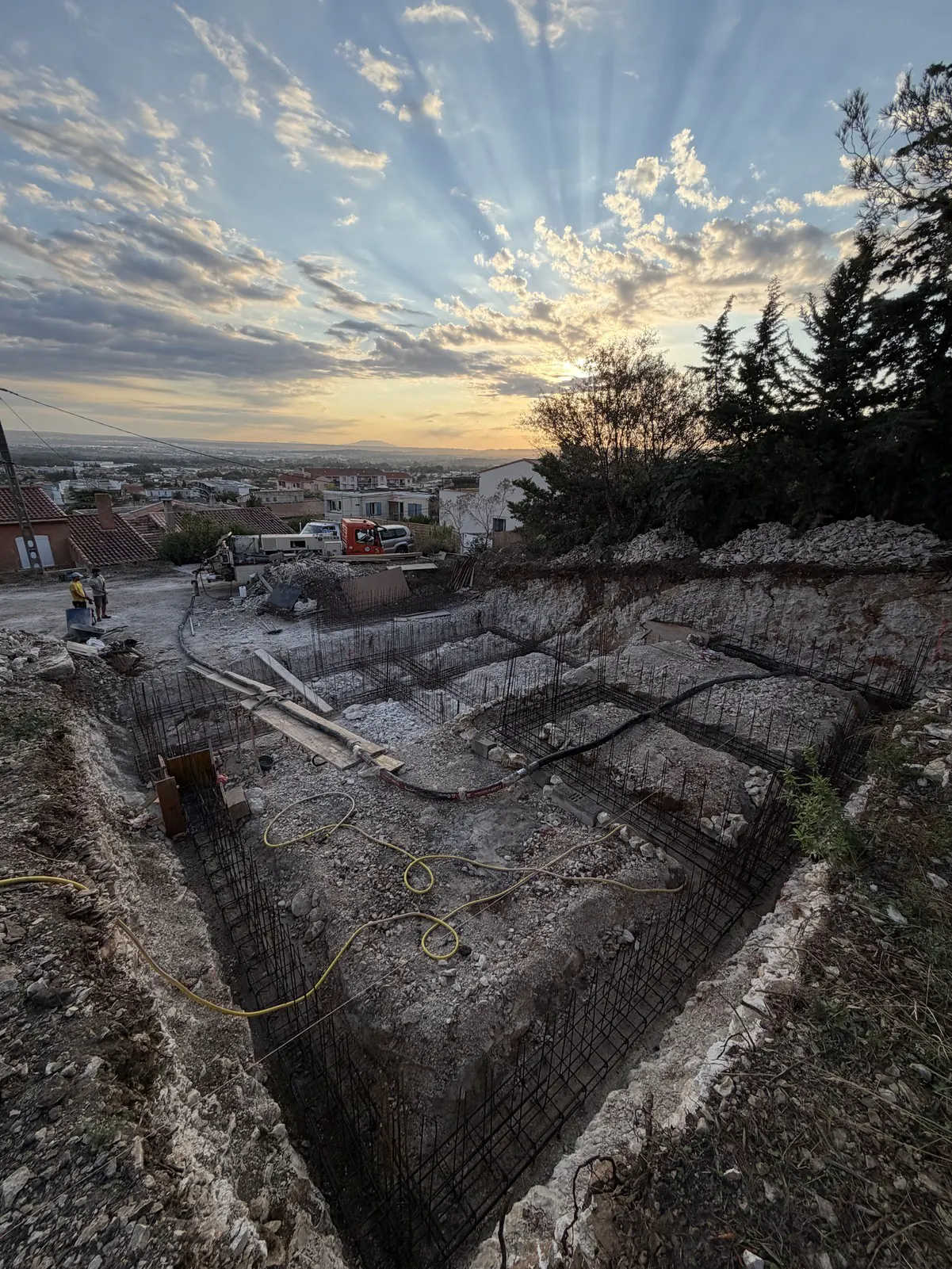 Fouilles et fondations d'une construction