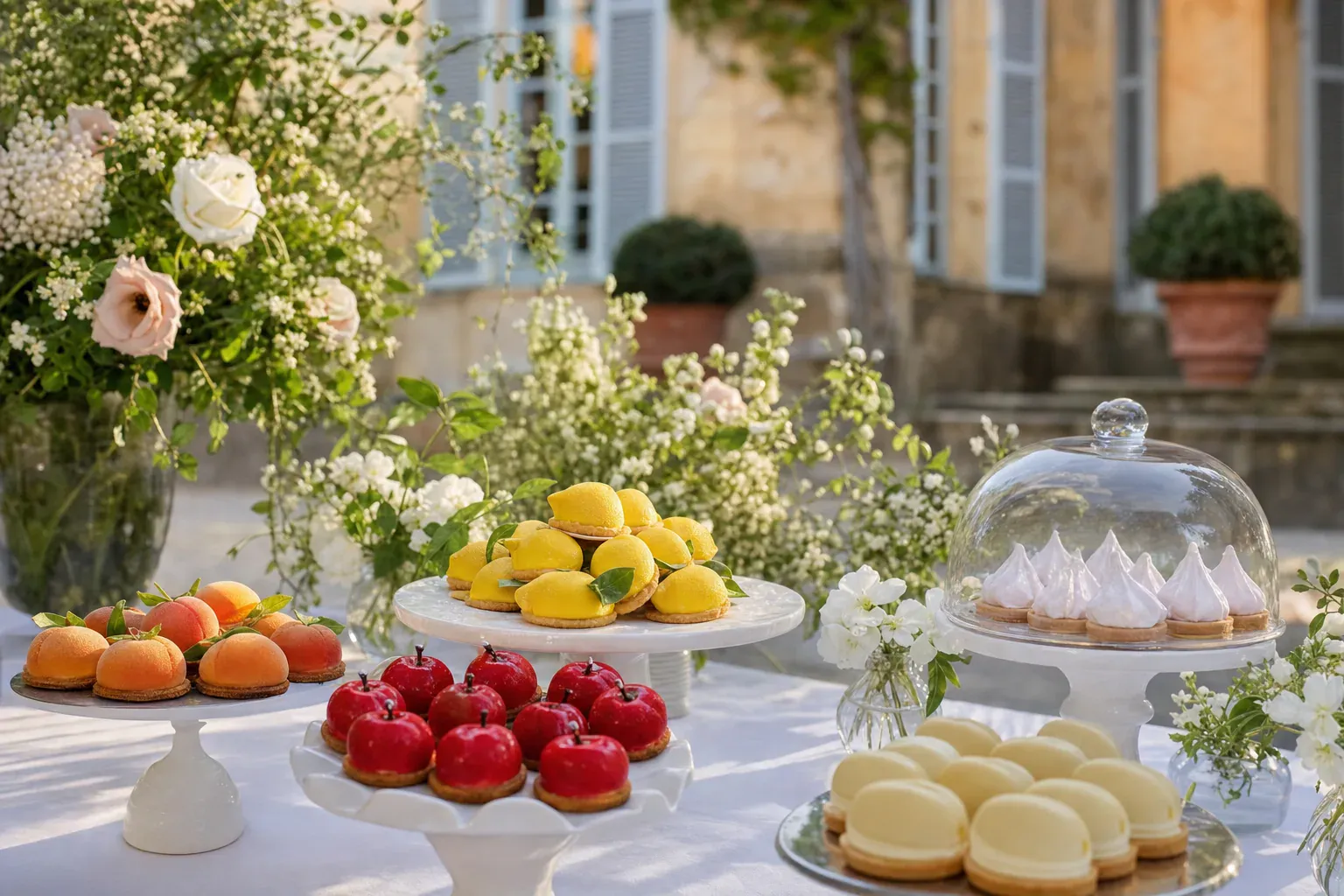 Dessert trompe-l'œil en forme de citron coupé révélant un cœur crémeux, idée de dessert de mariage en Provence