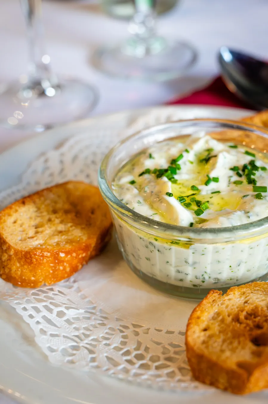 Herbed cervelle de canut and toasted bread