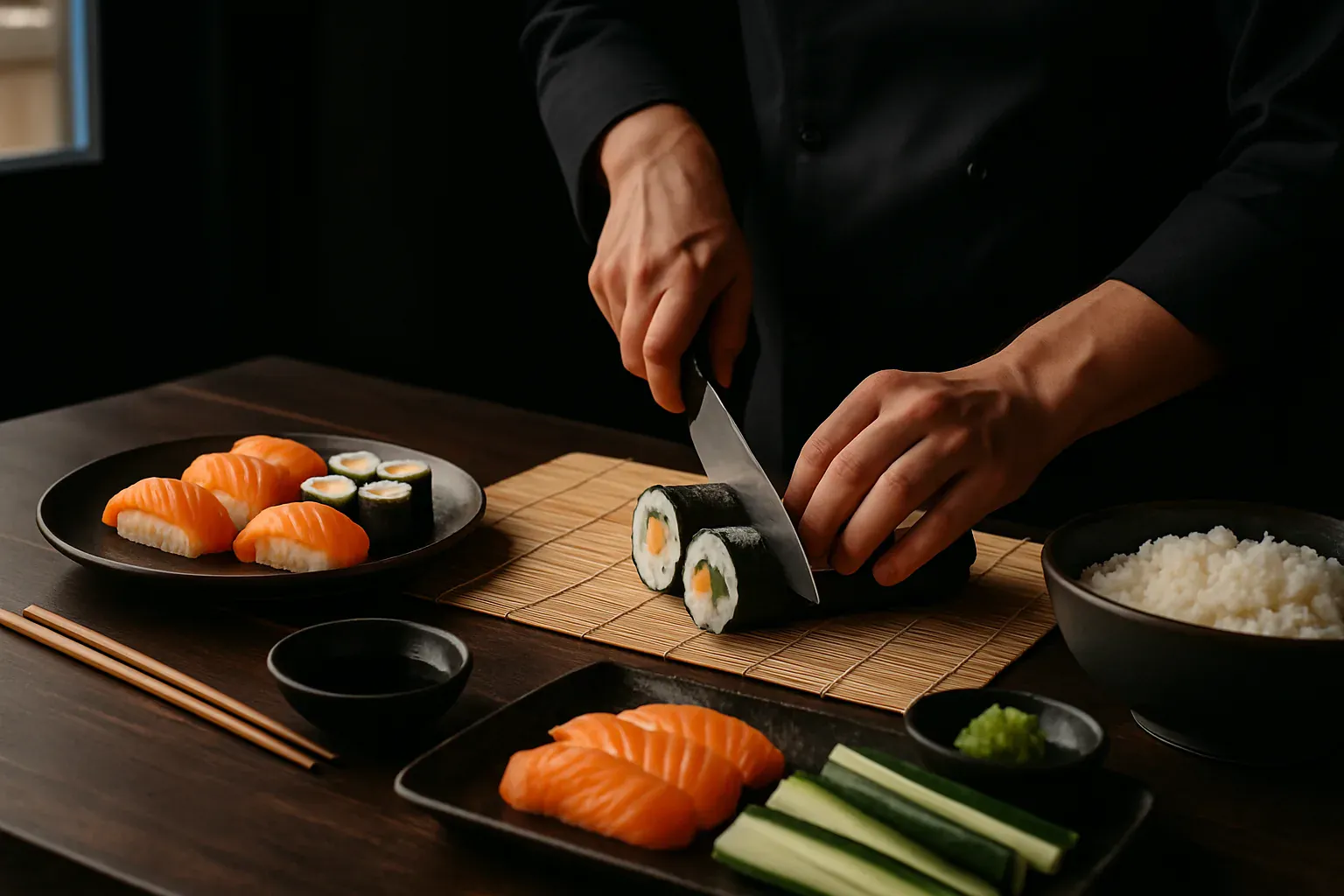 Illustration : préparation des sushis faits maison chez GOGI