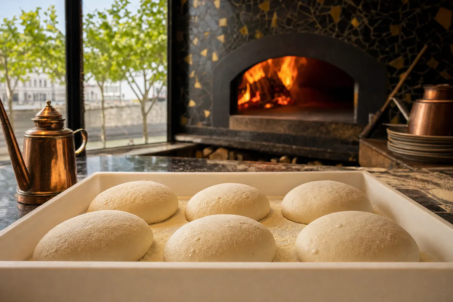 Illustration : pâtons de pâte à pizza au repos pendant leur maturation de 24 à 72 heures