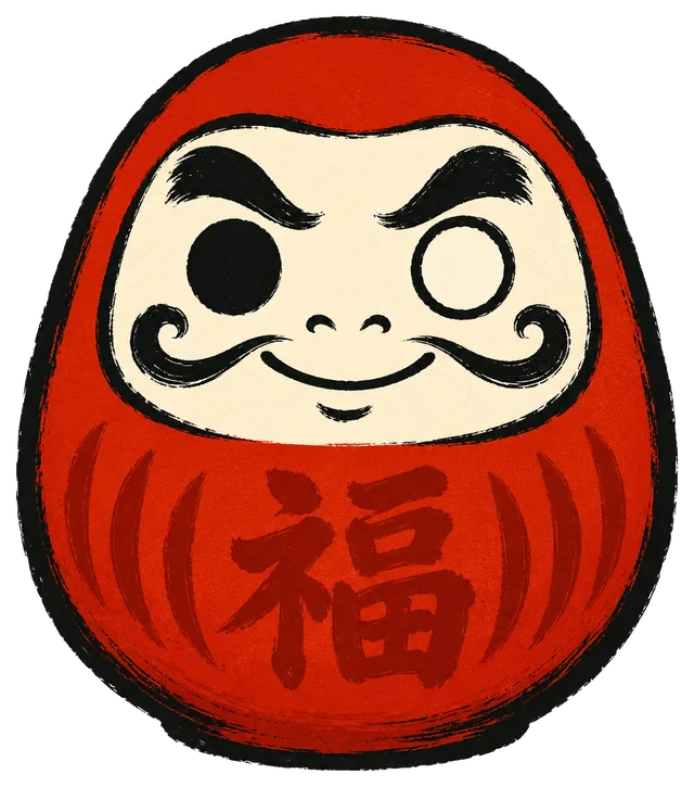 Daruma porte-bonheur dont on peint le second œil