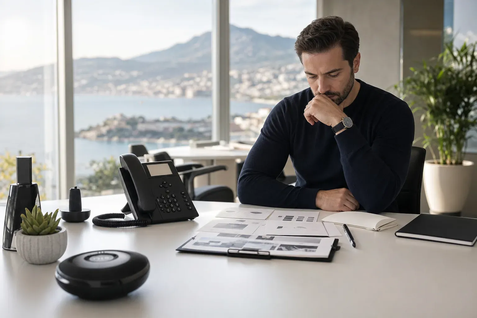 Collaboratrice répondant au téléphone à son bureau, illustration du choix d'un standard téléphonique pour une PME