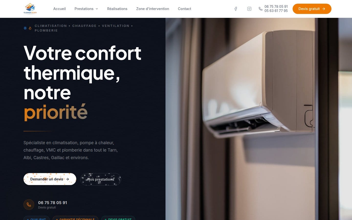 Site de Climago Rénov, réalisation Digiflow