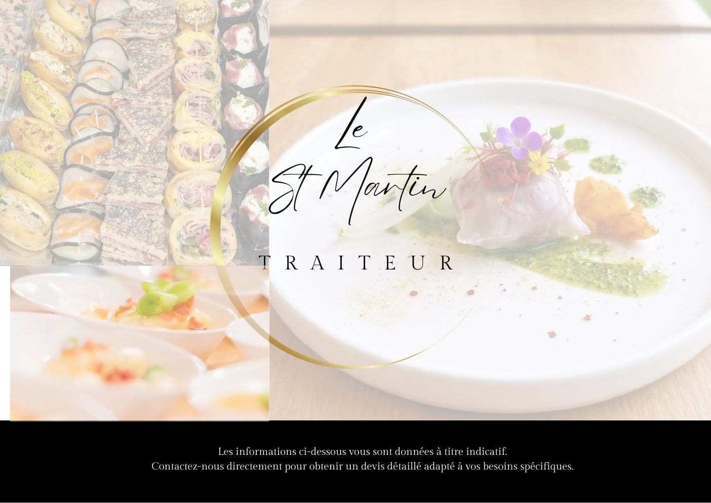 Plaquette traiteur Le Saint Martin présentant les formules et compositions de menus pour un devis de mariage