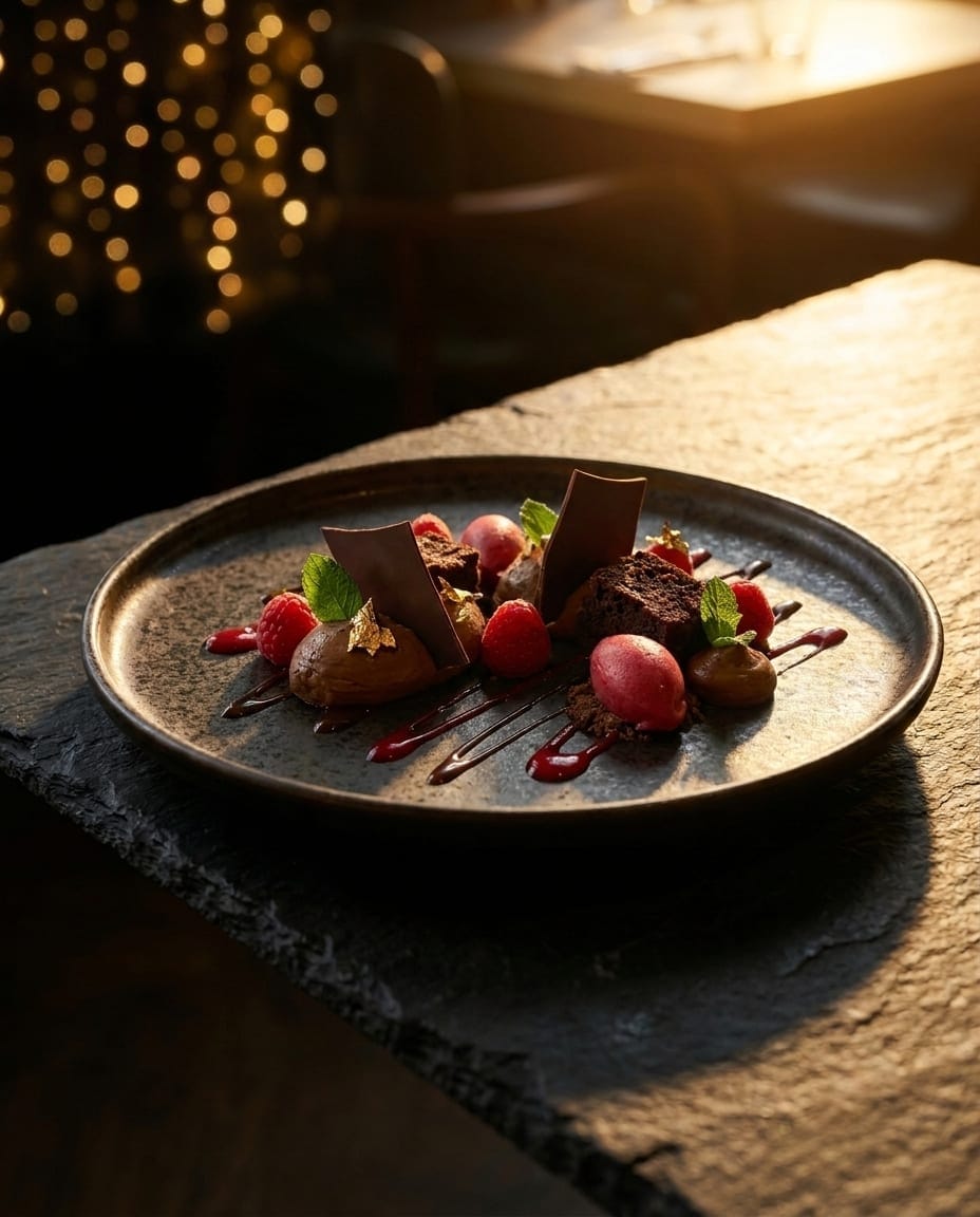 Dessert maison chocolat et framboise, la touche sucrée d'un brunch du dimanche au Saint Martin