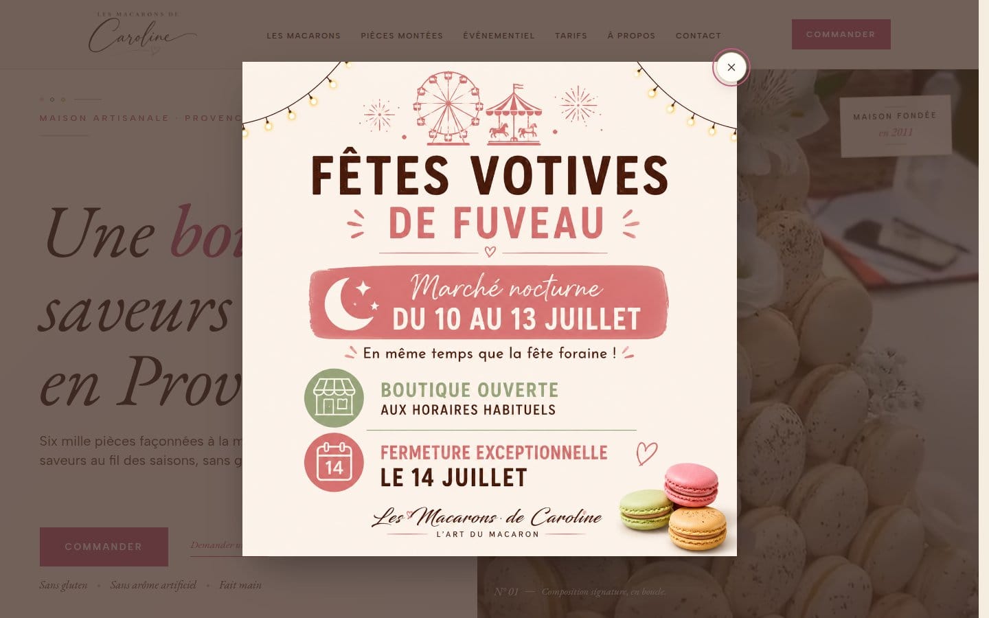 Site de Les Macarons de Caroline, réalisation Digiflow