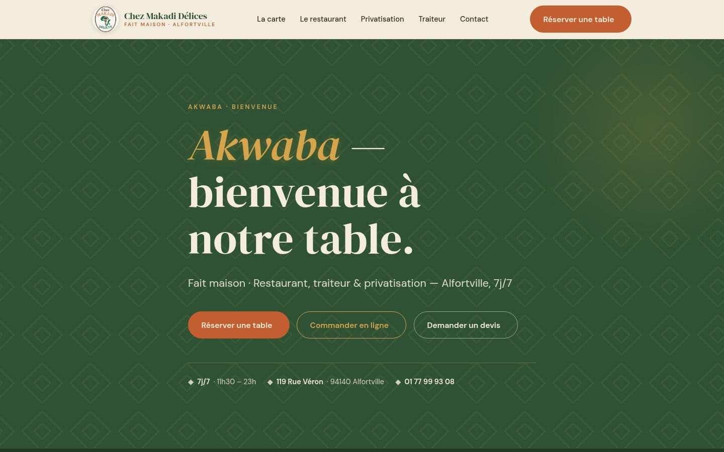 Site de Chez Makadi Délice, réalisation Digiflow