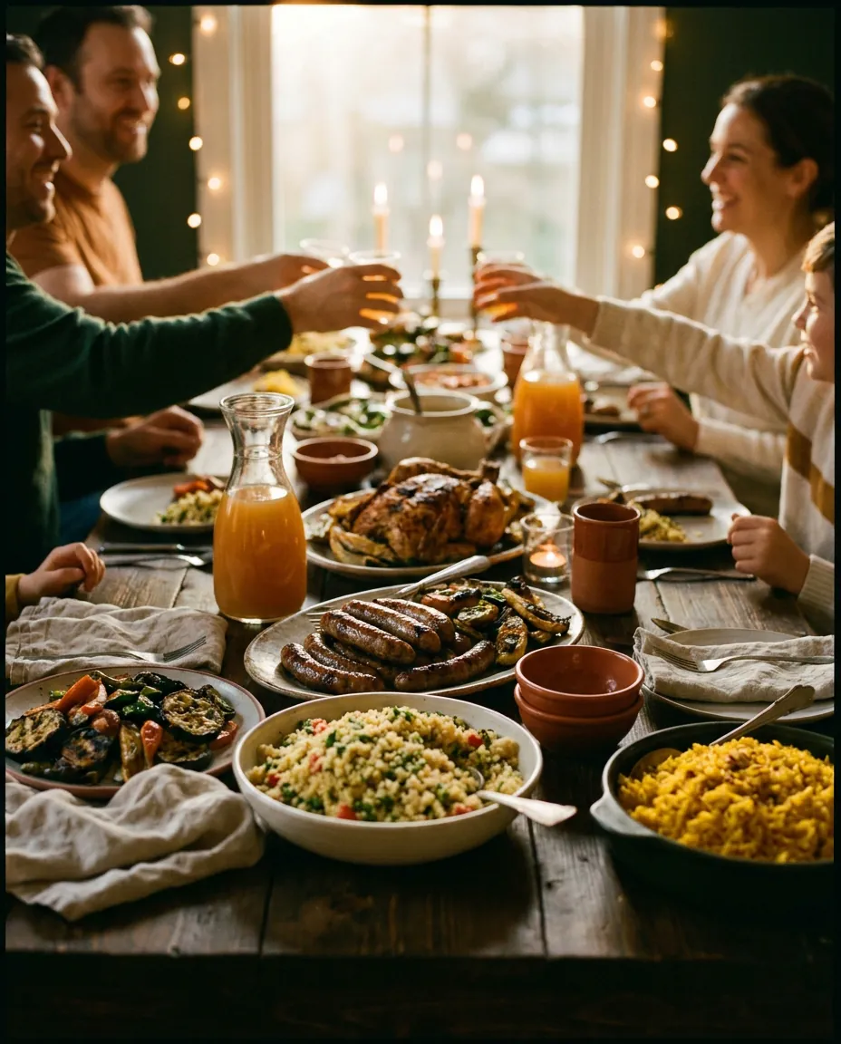 Une table de fête généreuse dressée pour une réception