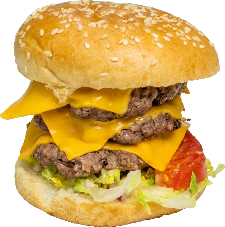 Burger triple steak du Snack YS Le 13 à Marseille 3e : cheddar fondu, salade, tomate et oignon dans un pain brioché