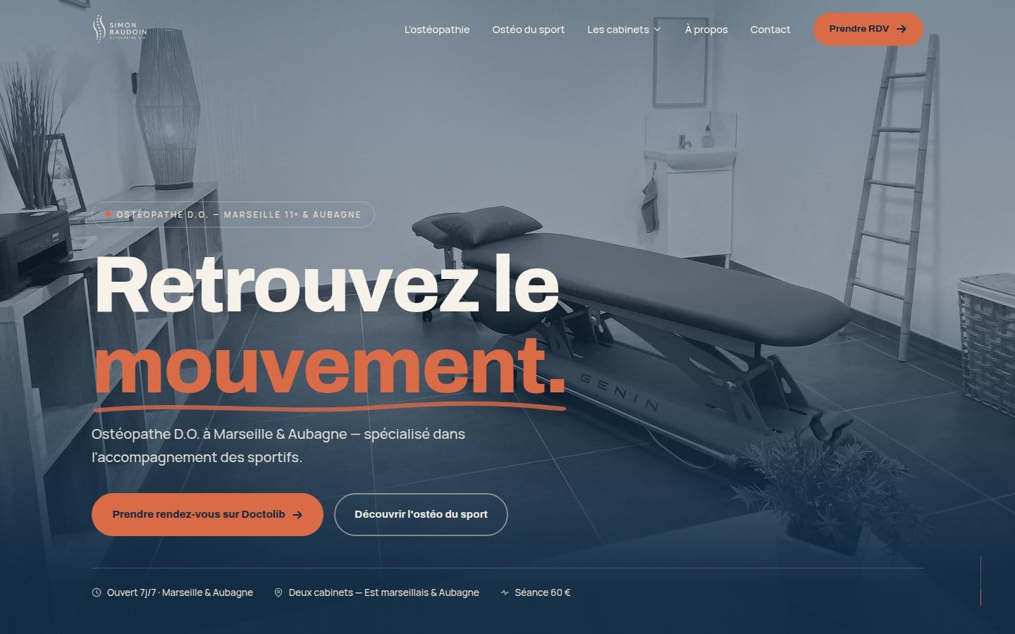 Site de Simon Baudouin Ostéopathe, réalisation Digiflow