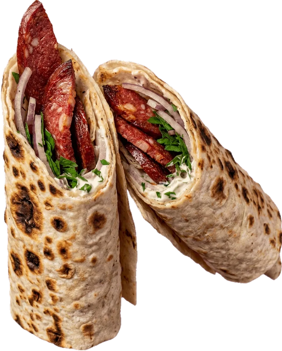 Durum au suzuk grillé, roulé dans son pain lavash