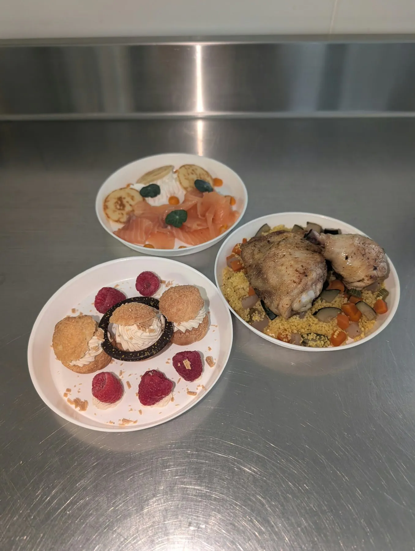 Entrée, plat et dessert de la Pause Déj’