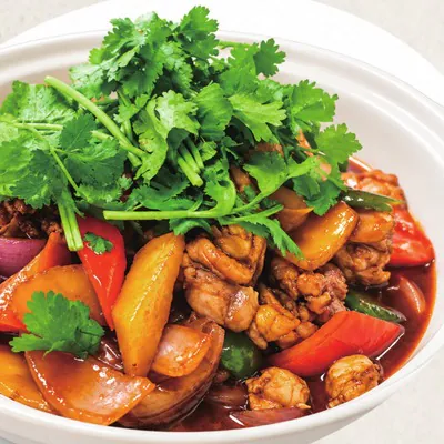 Xinjiang-style braised chicken with potatoes