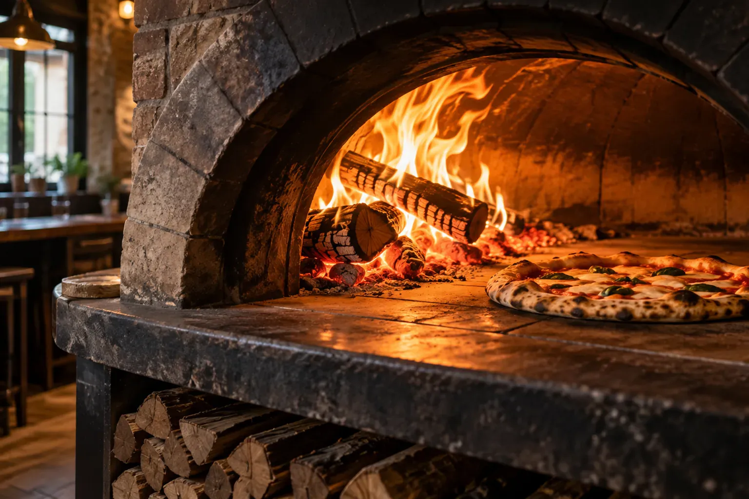 Comment fonctionne un four à bois de pizzeria ? Voûte, brique réfractaire et flamme…